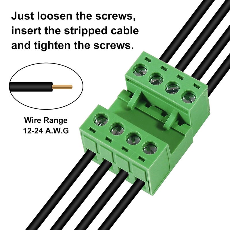 Meimom 10PCS 4 Pin 5.08mm Pitch Pluggable PCB Angle Screw Terminal Block Plug Connector Socket Panel Mount DIY with 10Pcs 4Pin Phoenix Plug - Image 4